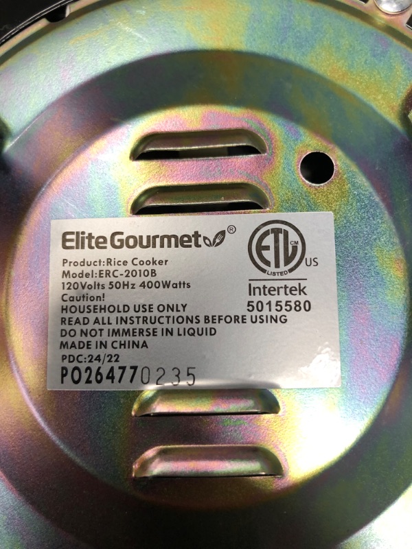 Photo 1 of Elite Gourmet ERC2010B# Electric 10 Cup Rice Cooker with 304 Surgical Grade Stainless Steel Inner Pot Makes Soups, Stews, Grains, Cereals, Keep Warm Feature, 10 cups cooked (5 Cups uncooked), Black 10 Cups Cooked Black