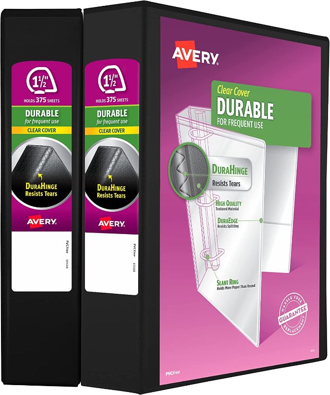 Photo 1 of Avery Durable View 3 Ring Binder, 2 Inch Slant Rings, 2 Black Binders
