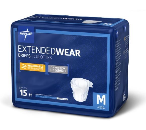 Photo 1 of 4 PACK OF Medline Adult Medium Disposable Briefs with Tabs Diapers for Extended Wear Overnight Maximum Capacity High Absorbency Fits Waists 27 to 43 Inches 
