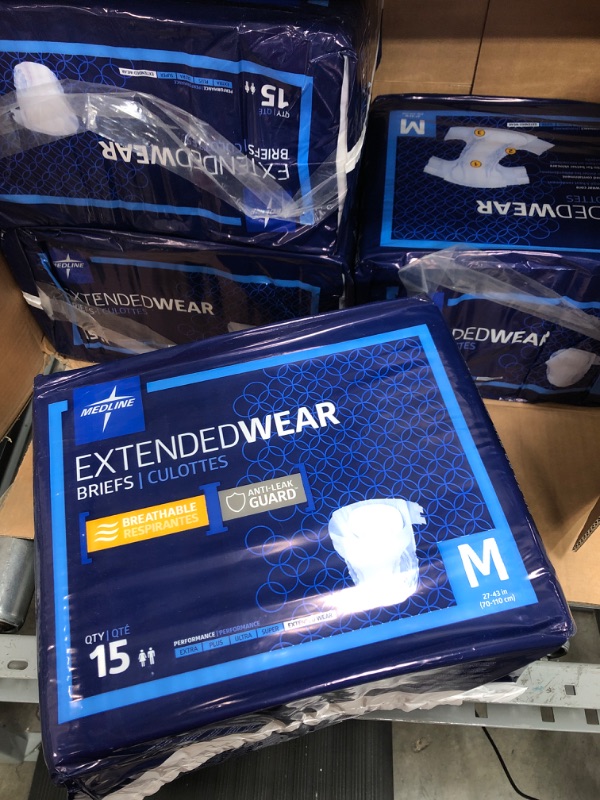 Photo 1 of 4 PACK OF Medline Adult Medium Disposable Briefs with Tabs Diapers for Extended Wear Overnight Maximum Capacity High Absorbency Fits Waists 27 to 43 Inches 
