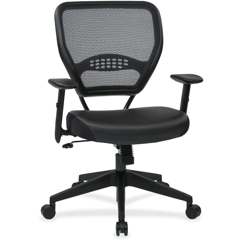 Photo 1 of Office Star Space Seating Bonded Leather Mid-Back Chair, Black