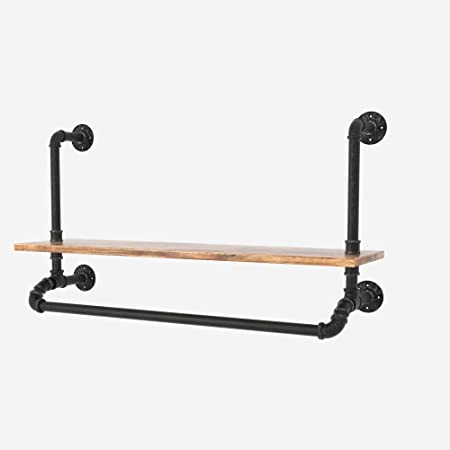 Photo 1 of 40"W,Industrial Detachable Wall Mounted Black Iron wooden Garment Bar,Pipe Clothes Rack,Heavy Duty pipe clothing rack, Multi-Purpose Hanging Rod for Closet Storage (40"W) 