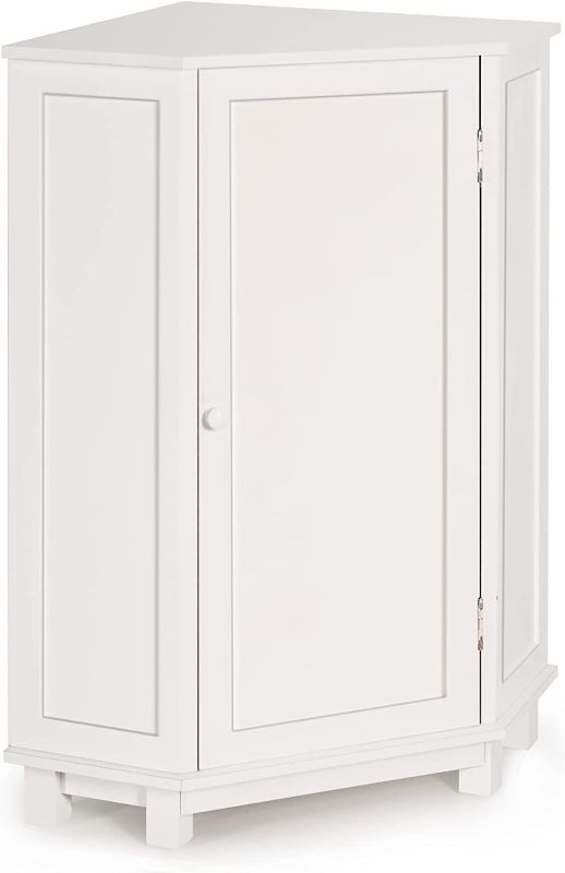 Photo 1 of AIRIBO White Corner Cabinet Bathroom Storage, Standing Corner Storage Cabinet for Bathroom, Kitchen, Living Room or Bedroom
