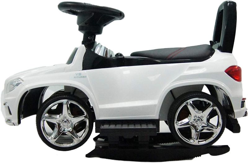 Photo 4 of Best Ride-On Cars Baby Toddler 4-in-1 Mercedes Push Car Stroller w/ Led Lights for Ages 1-3, White
