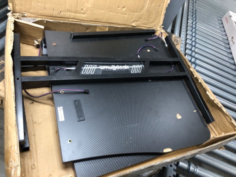 Photo 1 of SMUG 47in Computer T Shaped Ergonomic Home Office Desk Table Pc Gaming Workstation with Carbon Fiber Surface, Black
