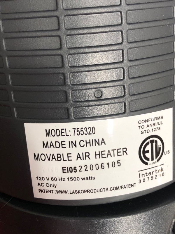 Photo 1 of Lasko 1500W Digital Ceramic Space Heater with Remote, 755320, Silver