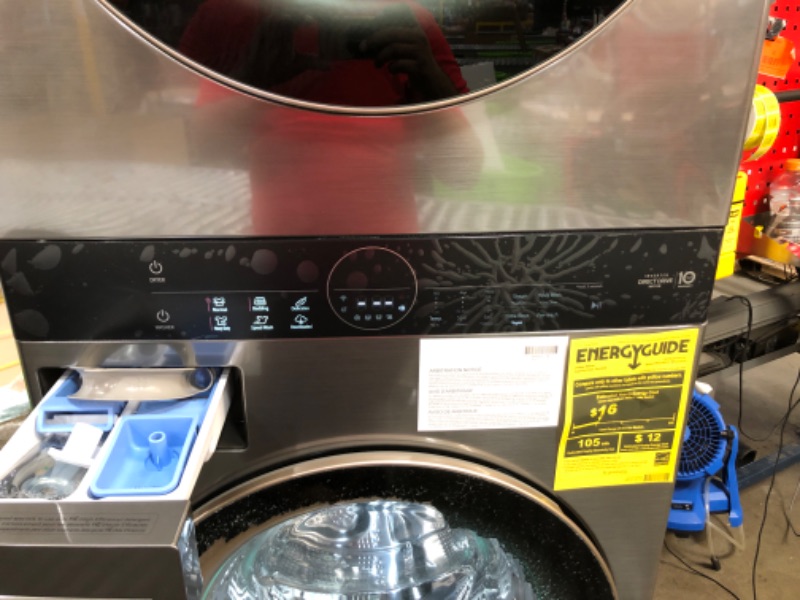 Photo 6 of ****MAJOR DAMAGE/ FOR PARTS ONLY *** LG WKEX200HBA 27 Inch Smart Electric Single Unit WashTower with 4.5 cu. ft. Washer Capacity, 7.4 cu. ft. Dryer Capacity