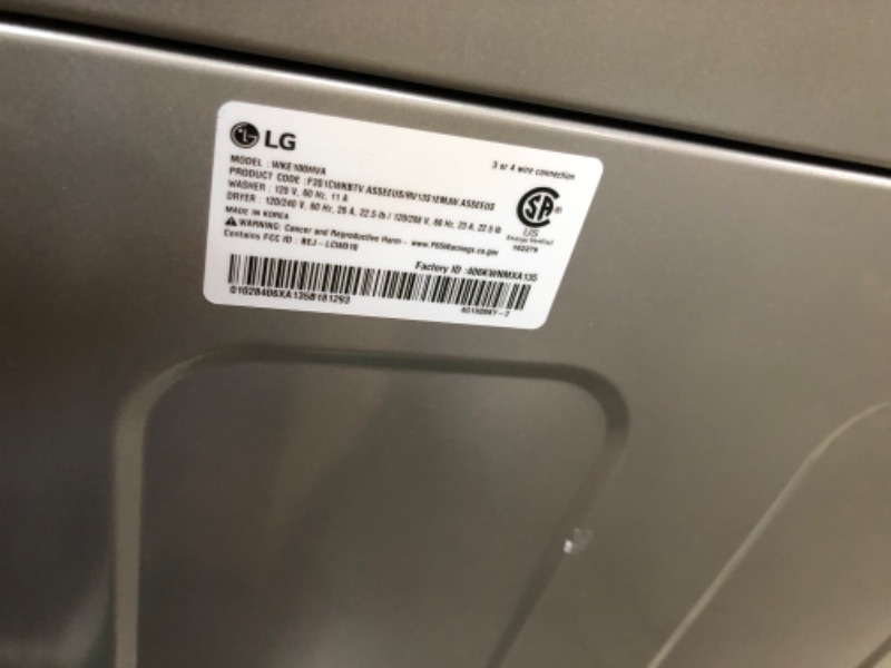 Photo 2 of ****MAJOR DAMAGE/ FOR PARTS ONLY *** LG WKEX200HBA 27 Inch Smart Electric Single Unit WashTower with 4.5 cu. ft. Washer Capacity, 7.4 cu. ft. Dryer Capacity