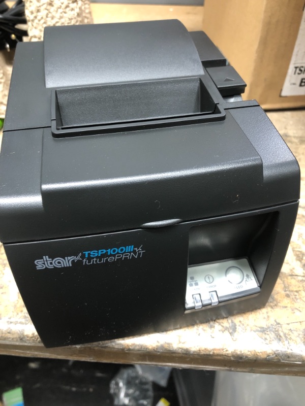 Photo 3 of Star Micronics TSP100III Series TSP143 Thermal Receipt Printer, Auto-cutter, Ethernet (LAN), Ethernet Cable, Internal Power Supply, Gray - TSP143IIILAN GY US