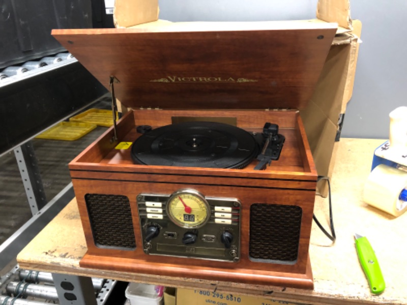 Photo 2 of Victrola Nostalgic 6-in-1 Bluetooth Record Player and Multimedia Center with Built-in Speakers - 3-Speed Turntable