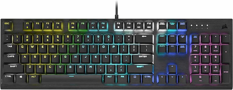 Photo 1 of USED: Corsair K60 RGB Pro Mechanical Gaming Keyboard - CHERRY Mechanical Keyswitches - Durable AluminumFrame - Customizable Per-Key RGB Backlighting, Black 17.36 x 5.39 x 1.38 inches

