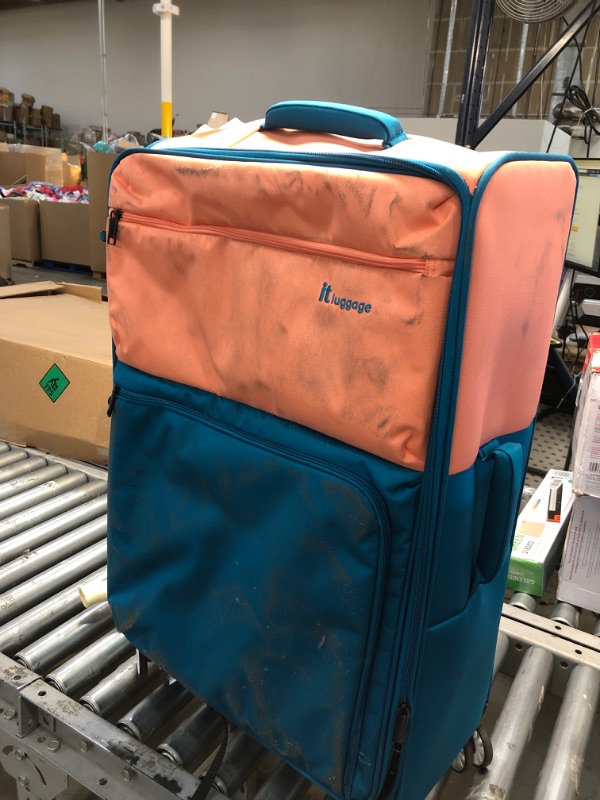 Photo 2 of it luggage Duo-Tone 30" Softside Carry-On 8 Wheel Spinner, Peach/Sea Teal
