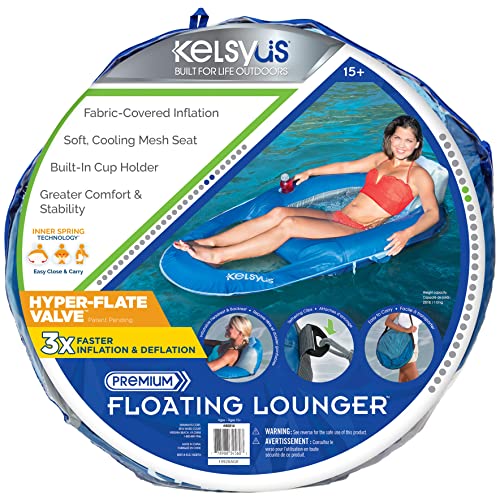 Photo 1 of Kelsyus Premium Floating Lounger with Fast Inflation, Inflatable Recliner Chair, Lake & Pool Float for Adults with Cup Holder, Footrest & Carry Bag