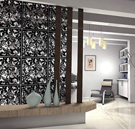 Photo 1 of Kernorv Hanging Room Divider Made of Environmentally PVC, 12 PCS Partitions Panel Screen for Decorating Bedroom, Dining, Study and Sitting-Room, Hotel, Bar and Restaurant. (12, Black)
