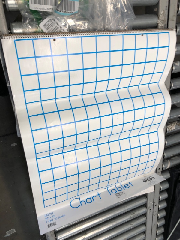 Photo 2 of School Smart Chart Table Pad, 24 x 32 Inches, 1 Inch Grids, 25 Sheets, White
