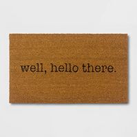 Photo 1 of 1'6"x2'6" Hello Gorgeous Doormat Dark Blue/Brown - Threshold™
