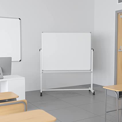 Photo 1 of Flash Furniture HERCULES Series 53"W x 62.5"H Double-Sided Mobile White Board with Pen Tray
