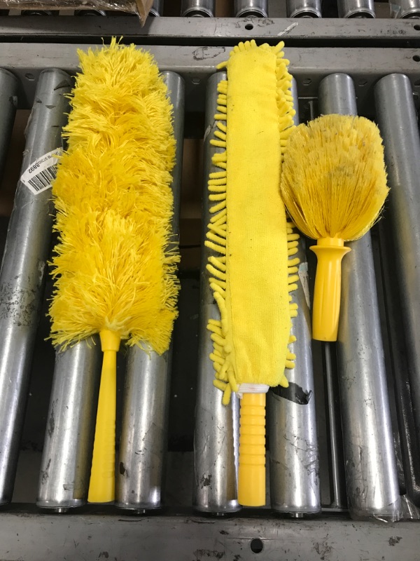 Photo 2 of 17 Foot High Reach Duster Kit with 2-9 Foot Extension Pole, Newliton 3-in-1 High Ceiling Chenille Duster, Microfiber Duster, Cobweb Duster, Indoor & Outdoor Extendable Bendable Duster Cleaning Set
