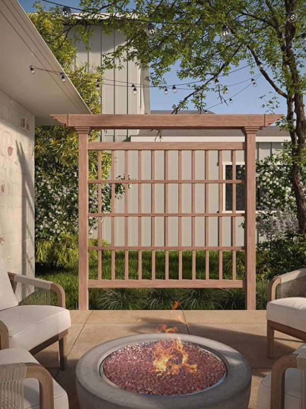 Photo 1 of (BOX2OF2; REQUIRES BOX1 FOR COMPLETION; INCOMPLETE; NOT FUNCTIONAL; )Vita VA84051 80” W x 90? H Colonial Composite Privacy Screen Trellis for Outdoor, Yard, Garden, Climbing Plants with Overhanging Trim
