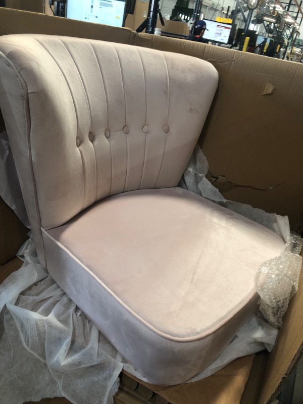 Photo 2 of (DIRTY MATERIAL )June Mid Century Accent Chair - pink