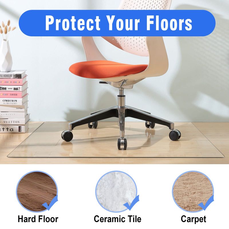 Photo 1 of (DAMAGED CORNERS) NeuType Glass Chair Mat, Tempered Glass Office Chair Mat for Carpet or Hardwood Floor - Effortless Rolling, Easy to Clean, Best for Your Home or Office Floor (36" x 48" x 0.23", Transparent)
