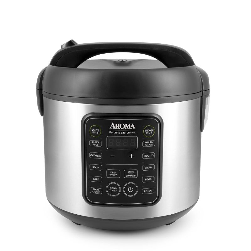 Photo 1 of DENTED**Aroma Housewares ARC-5200SB 2O2O Model Rice & Grain Cooker, Sauté, Slow Cook, Steam, Stew, Oatmeal, Risotto, Soup, 20 Cup 10 Cup uncooked, Stainless Steel

