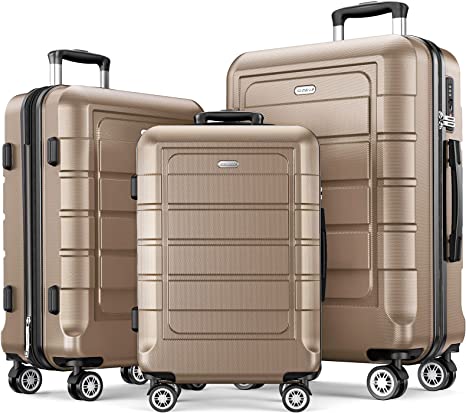 Photo 1 of SHOWKOO Luggage Sets Expandable PC+ABS Durable Suitcase Sets Double Wheels TSA Lock Champagne 3pcs
