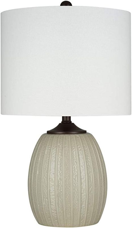 Photo 1 of Amazon Brand – Ravenna Home Traditional Ribbed Ceramic Table Lamp, LED Bulb Included, 22.5"H, Gray
