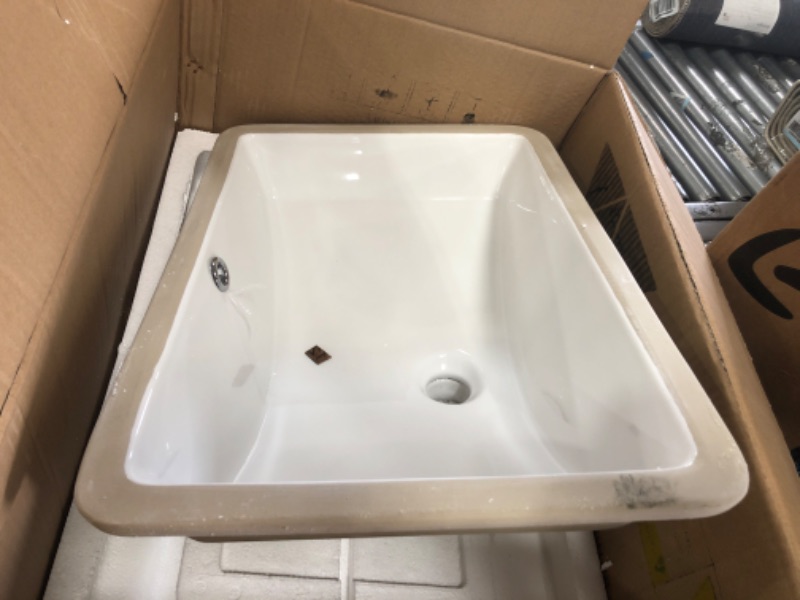 Photo 2 of 21 in. Undermount Vessel Sink Rectangle White Porcelain Ceramic Lavatory Vanity Bathroom Sink in White
by LORDEAR