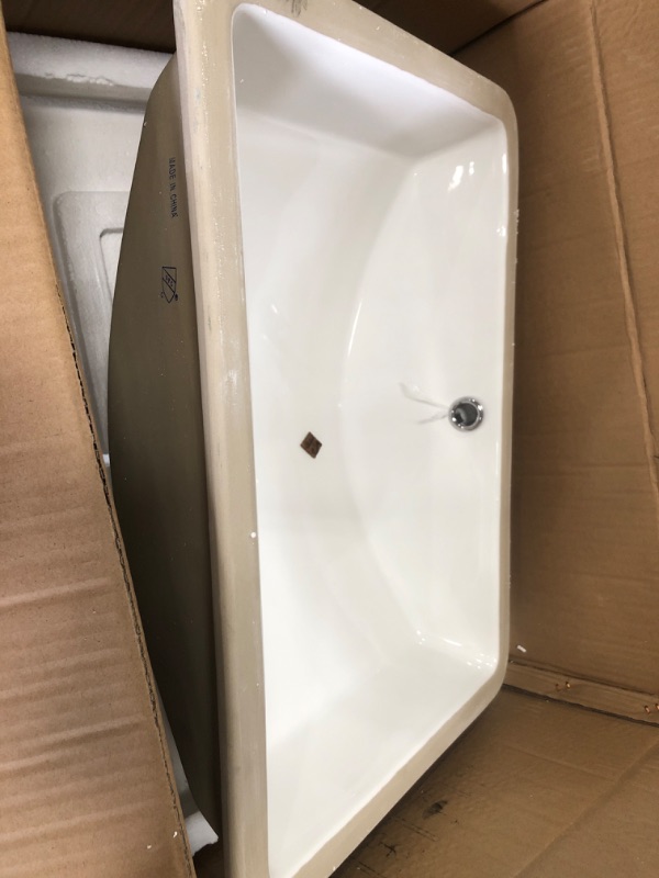 Photo 3 of 21 in. Undermount Vessel Sink Rectangle White Porcelain Ceramic Lavatory Vanity Bathroom Sink in White
by LORDEAR