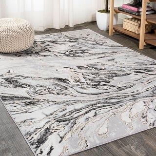 Photo 1 of 8 X10 Swirl Marbled Abstract Area Rug Gray/Black - JONATHAN Y
