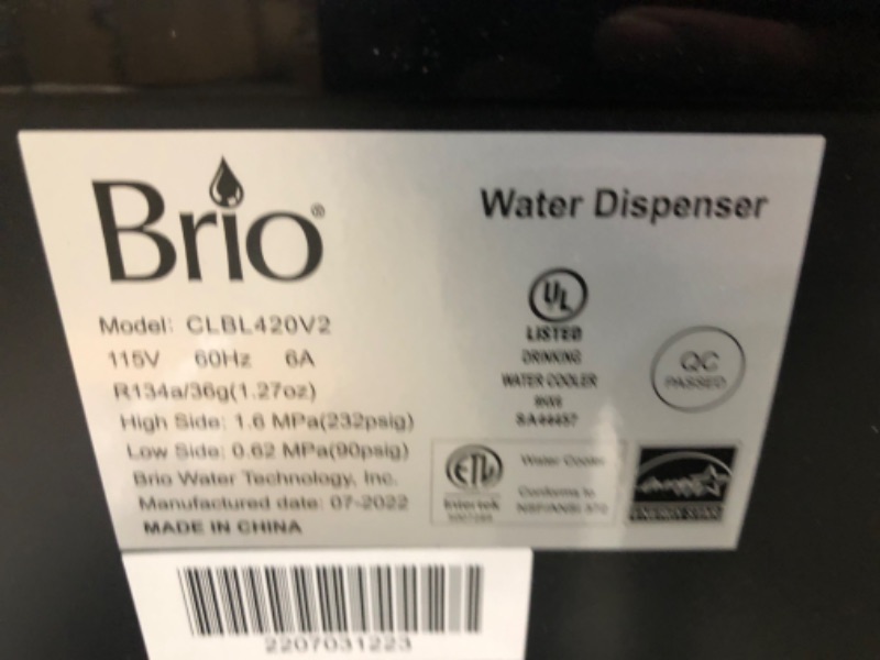 Photo 7 of Brio Bottom Loading Cooler Water Dispenser Essential Series