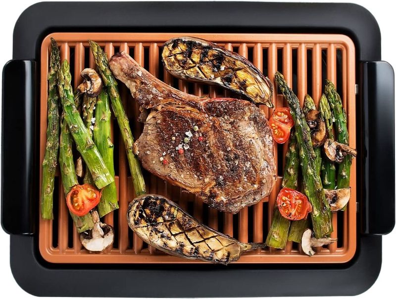 Photo 1 of Gotham Steel Smokeless Grill, Indoor Grill, Nonstick Ceramic Electric Grill – Dishwasher Safe Surface, Temperature Control, Metal Utensil Safe, Barbeque Indoors with Virtually No Smoke, As Seen on TV
