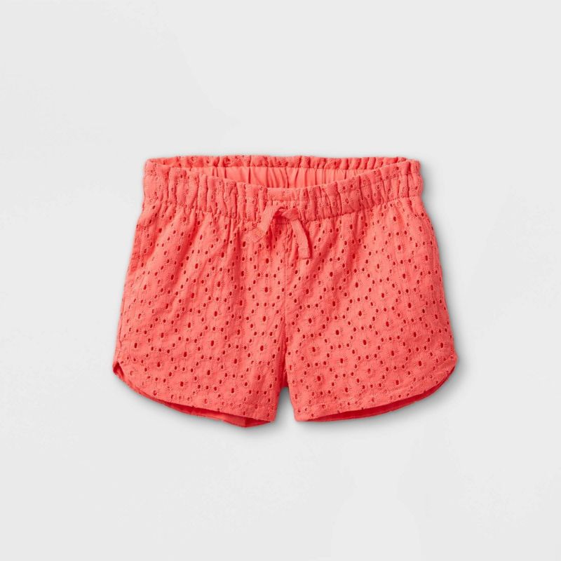 Photo 1 of SIZE 5T---Toddler Girls' Eyelet Pull-on Shorts - Cat & Jack™ CORAL
