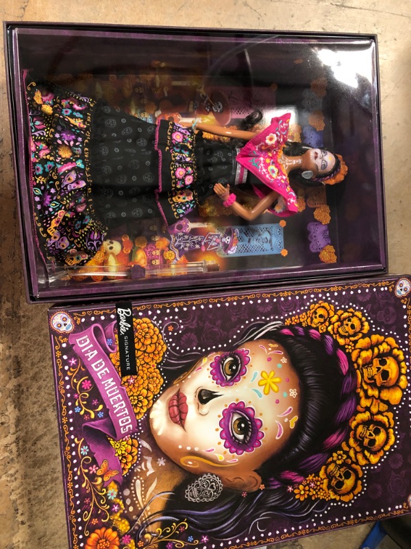 Photo 2 of Barbie 2021 Dia De Muertos Doll (11.5-in) Wearing Embroidered Dress & Calavera Face Paint
