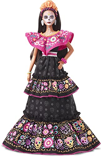 Photo 1 of Barbie 2021 Dia De Muertos Doll (11.5-in) Wearing Embroidered Dress & Calavera Face Paint
