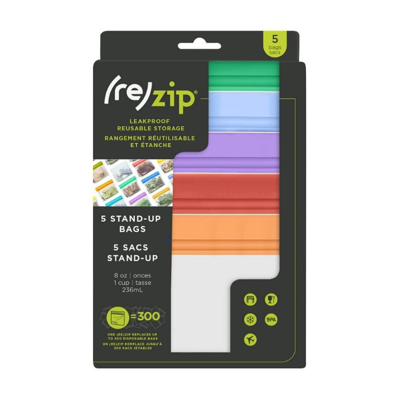 Photo 1 of (re)Zip Reusable Stand-up 1 Cup Pack, Multi Color 5 Count
