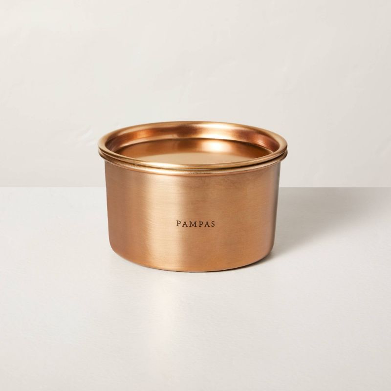 Photo 1 of 20oz Pampas Lidded Metal Multi-Wick Candle Brass Finish - Hearth & Hand™ with Magnolia
