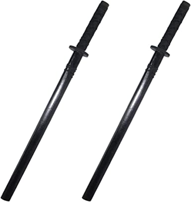 Photo 1 of 2 Pack Wooden Samurai Swords Set with Sheath for Ninja Costume Accessory Black
