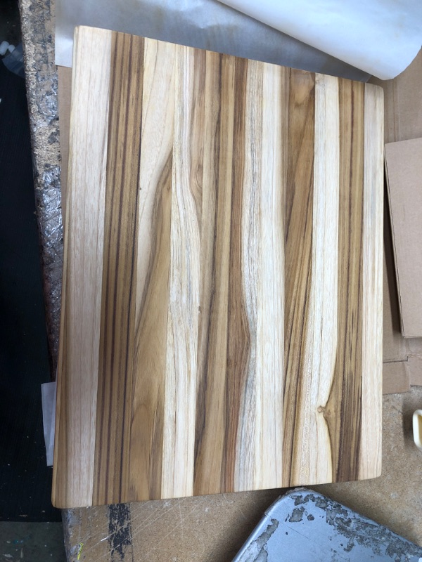 Photo 2 of  Large Teak Wood Cutting Board with Juice Groove, Reversible 18x14x1.25 in