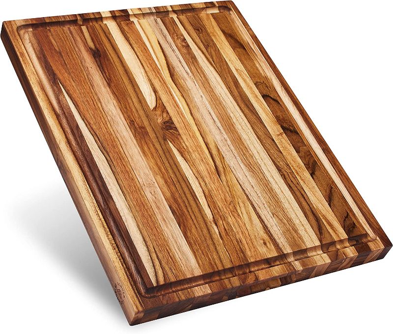 Photo 1 of  Large Teak Wood Cutting Board with Juice Groove, Reversible 18x14x1.25 in