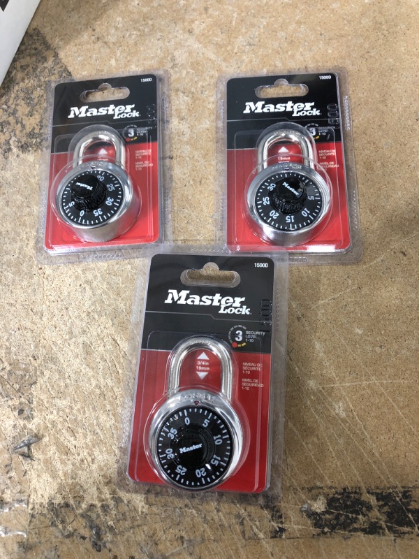 Photo 1 of 3 pack - Master Lock 1-7/8" Black Dial Combination Padlock


