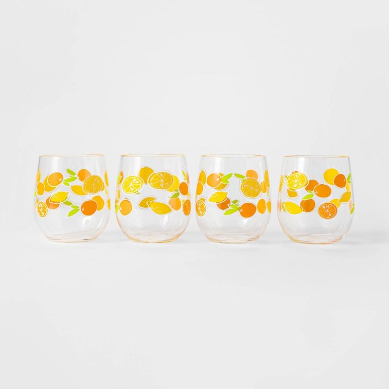 Photo 1 of 14oz 4pk Plastic Citrus Stemless Wine Glasses - Sun Squad™
