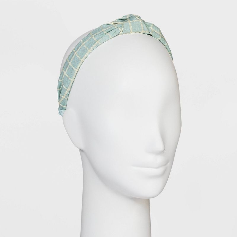 Photo 1 of (X3) Plaid Top Knot Headband - Universal Thread™ Blue
