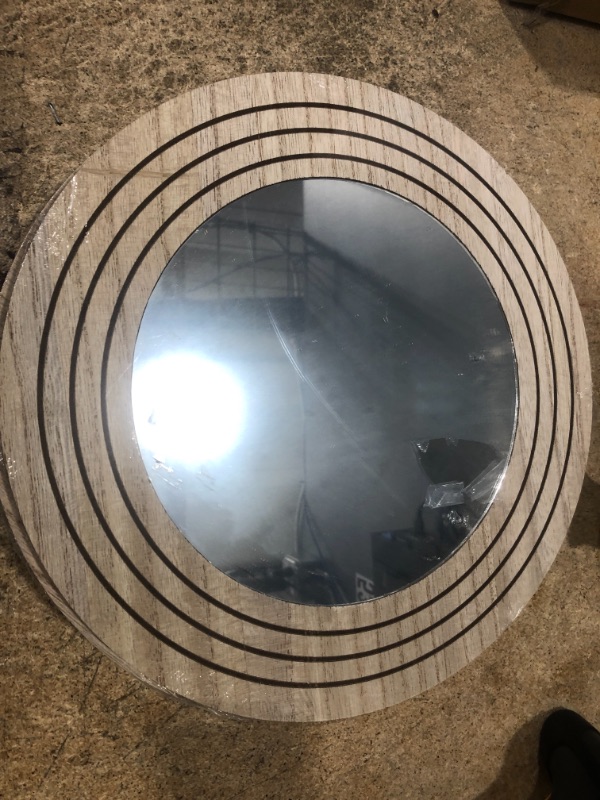 Photo 1 of 12" diameter wood mirror