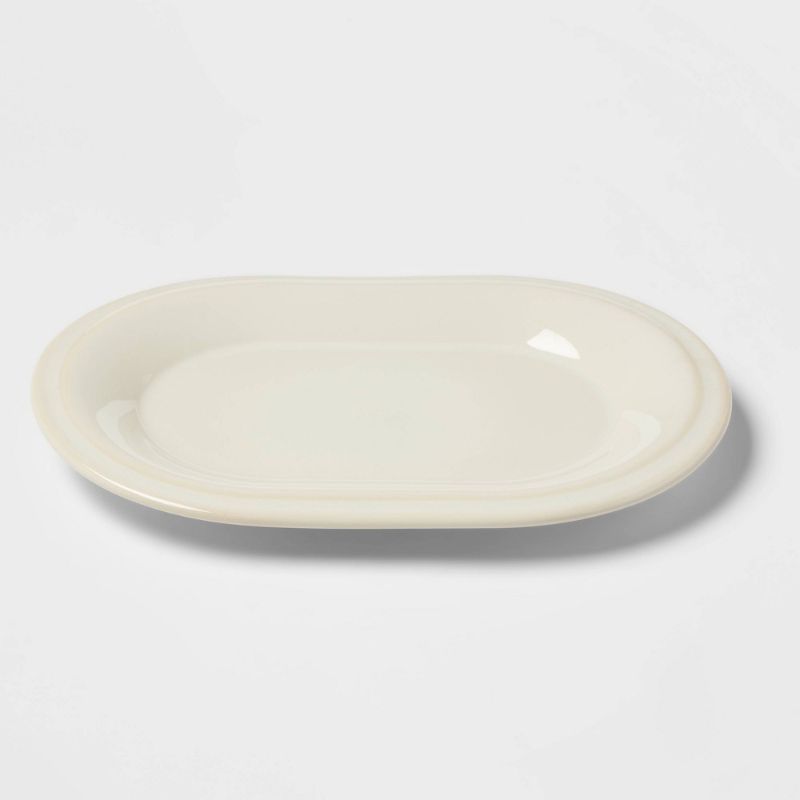 Photo 1 of 14" X 11" Porcelain Woodbridge Serving Platter White - Threshold™

