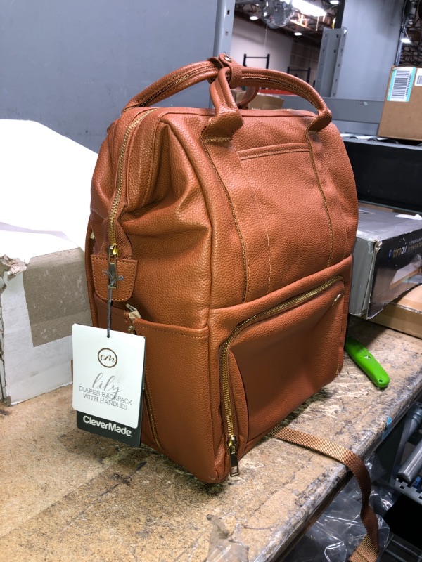 Photo 2 of Clevermade Lily Diaper Backpack in Cognac
