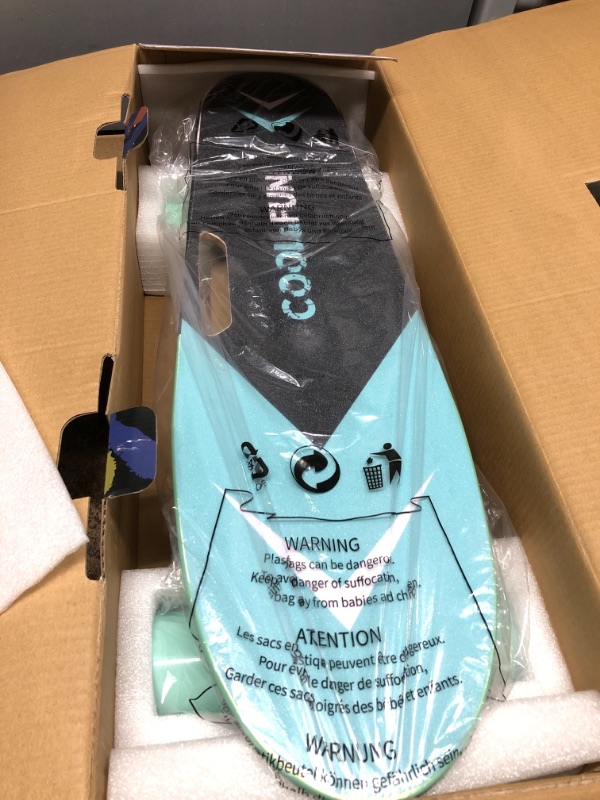 Photo 2 of Cool&Fun Electric Skateboard, Brushless Motor Electric Skateboard with Remote, 10MPH Top Speed, 7 Miles Range, 3 Speeds Adjustment, Max Load up to 200 Lbs, Electric Skateboard for Adults Color Mint Green
