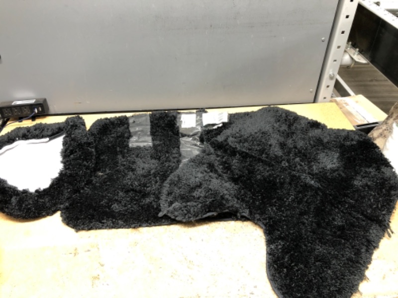 Photo 2 of 3 Sets of Bathroom Fluffy Non Slip Mat Rug Sets - Black *Attached Tape Might Be Damaged to Peel Off**
