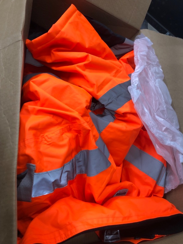 Photo 2 of High Visibility Reflective Winter Bomber Jacket, Zip Out Fleece Liner, ANSI Compliant, Ergodyne GloWear 8379,Orange,Medium

